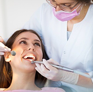 woman getting dental exam